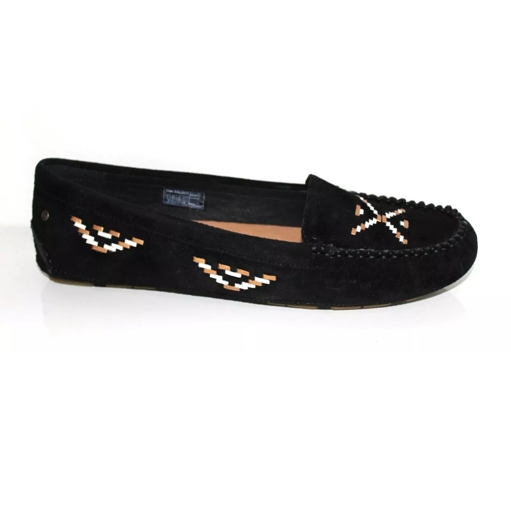 UGG Australia Women Calze Rustic Moccasins Suede Shoes Black Sz. 7 NWOB